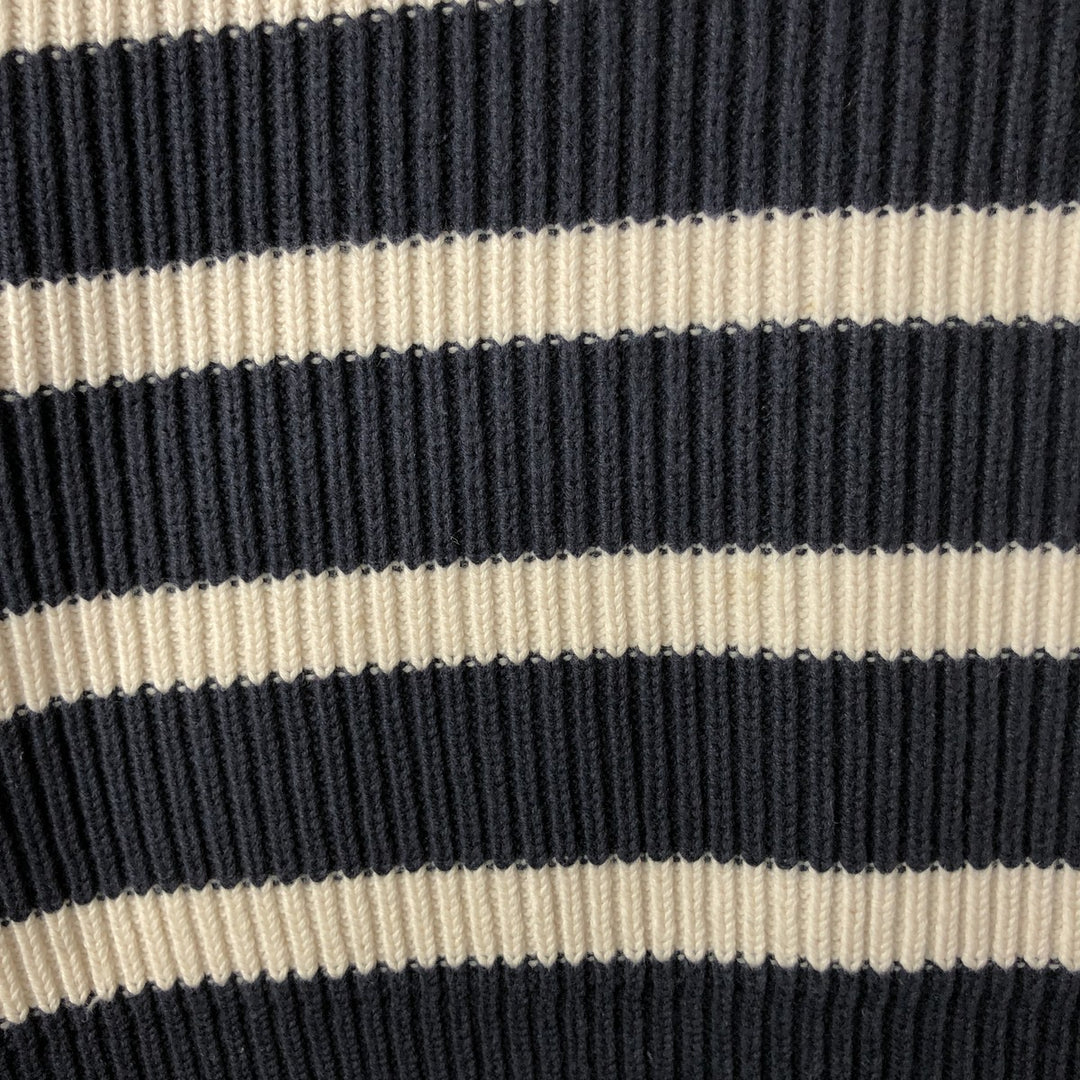 90'S Tommy Hilfiger Striped Pattern Roll Neck Cotton Knit Sweater, Men's Size M cotton navy blue type Vintage Second Hand