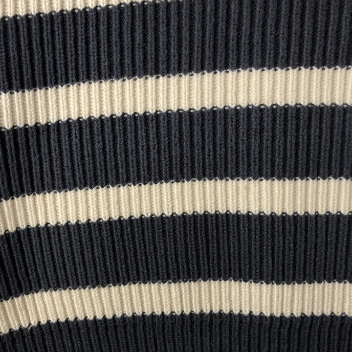 90'S Tommy Hilfiger Striped Pattern Roll Neck Cotton Knit Sweater, Men's Size M cotton navy blue type Vintage Second Hand
