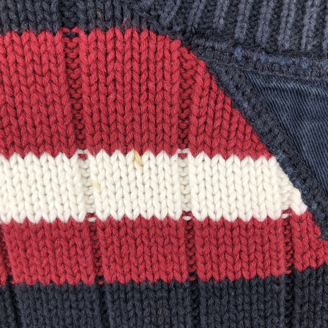 90'S Tommy Hilfiger Multi-Border Cotton Knit Sweater, Men's XL cotton navy blue type Vintage Second Hand