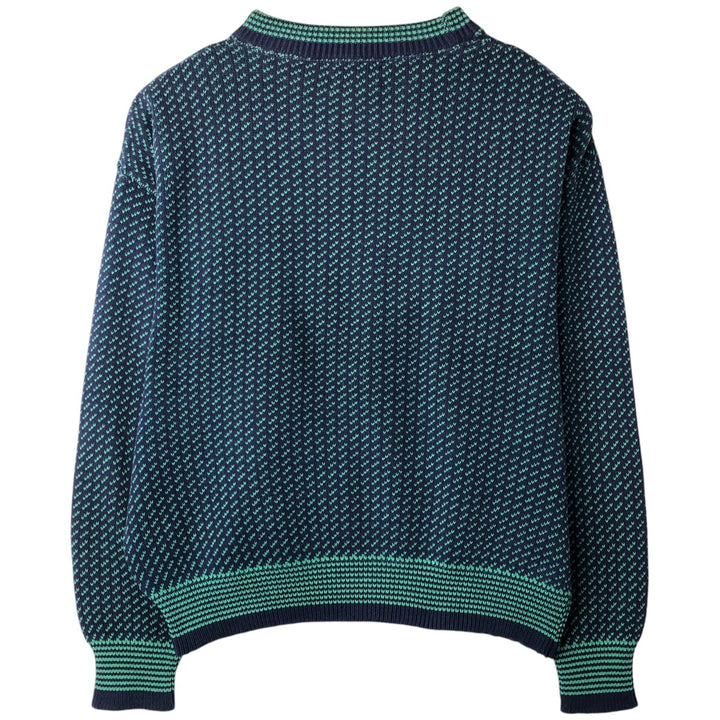 Vintage 90'S Winona Knits Birdseye Pattern Mock Neck Cotton Knit Sweater, Made in USA, Men's Size L cotton navy blue type Vintage Second Hand
