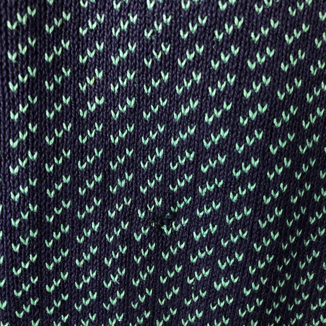 Vintage 90'S Winona Knits Birdseye Pattern Mock Neck Cotton Knit Sweater, Made in USA, Men's Size L cotton navy blue type Vintage Second Hand