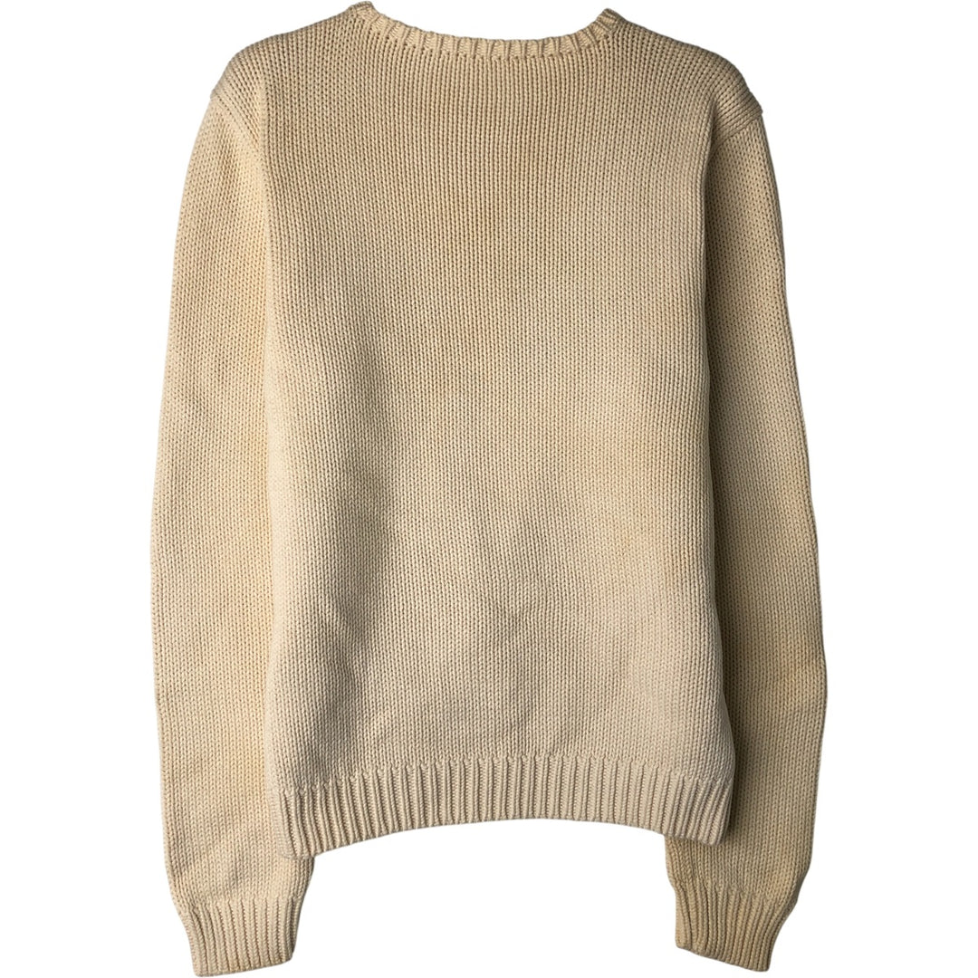 Ralph Lauren Stars and Stripes Cotton Knit Sweater, Women's Size Small unclear ivory Vintage Second Hand