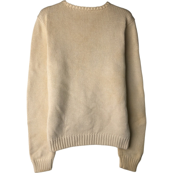 Ralph Lauren Stars and Stripes Cotton Knit Sweater, Women's Size Small unclear ivory Vintage Second Hand
