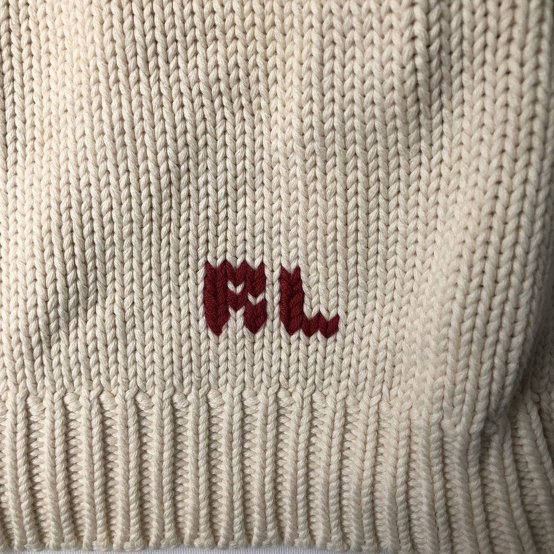 Ralph Lauren Stars and Stripes Cotton Knit Sweater, Women's Size Small unclear ivory Vintage Second Hand