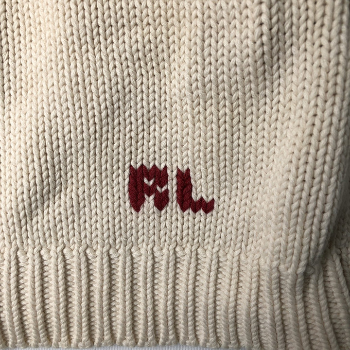 Ralph Lauren Stars and Stripes Cotton Knit Sweater, Women's Size Small unclear ivory Vintage Second Hand