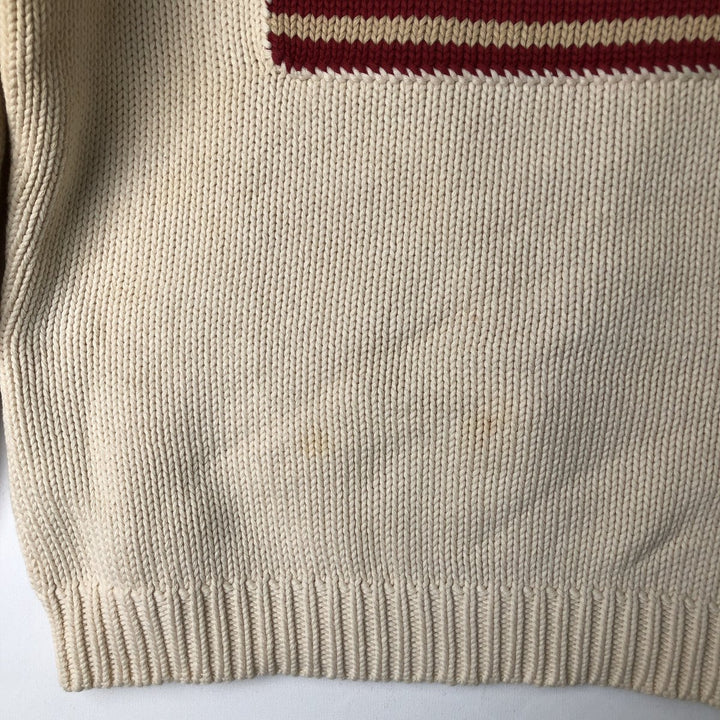 Ralph Lauren Stars and Stripes Cotton Knit Sweater, Women's Size Small unclear ivory Vintage Second Hand