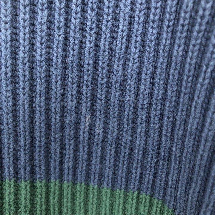 90'S Tommy Hilfiger Striped Pattern Ribbed Cotton Knit Sweater, Men's Size XL cotton navy blue type Vintage Second Hand