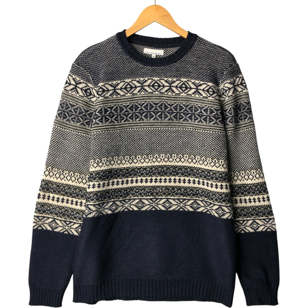 JULES All-Over Print Acrylic Knit Sweater, Men's Size XL acrylic navy blue type Vintage Second Hand