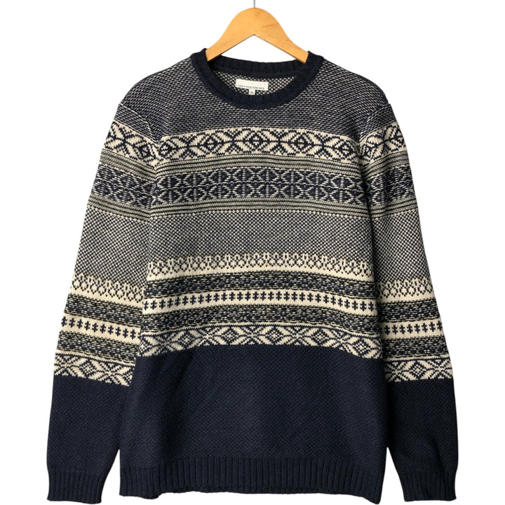 JULES All-Over Print Acrylic Knit Sweater, Men's Size XL acrylic navy blue type Vintage Second Hand