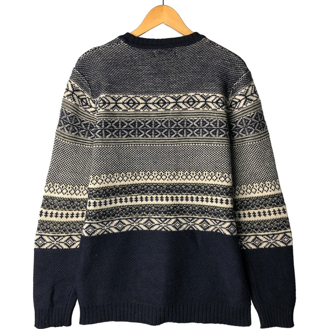 JULES All-Over Print Acrylic Knit Sweater, Men's Size XL acrylic navy blue type Vintage Second Hand