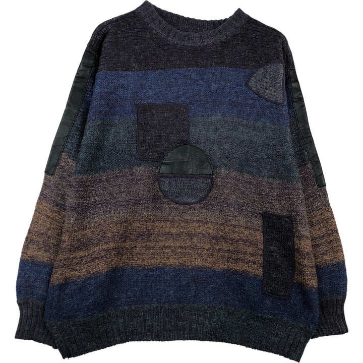 Striped Mohair Knit Sweater, Made in Italy, Men's XL mohair blue type Vintage Second Hand