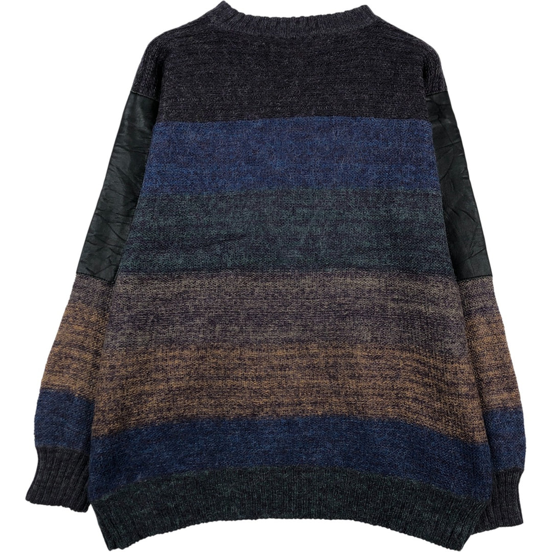 Striped Mohair Knit Sweater, Made in Italy, Men's XL mohair blue type Vintage Second Hand