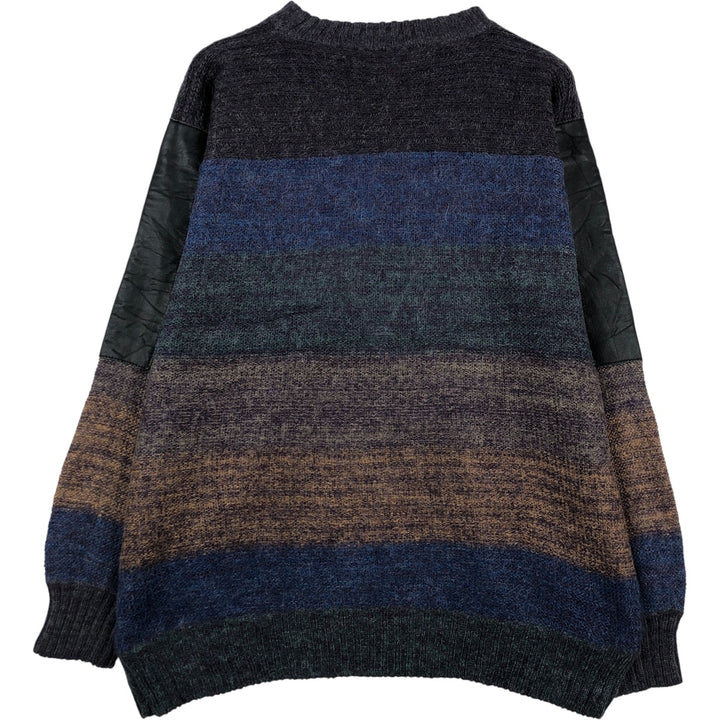 Striped Mohair Knit Sweater, Made in Italy, Men's XL mohair blue type Vintage Second Hand