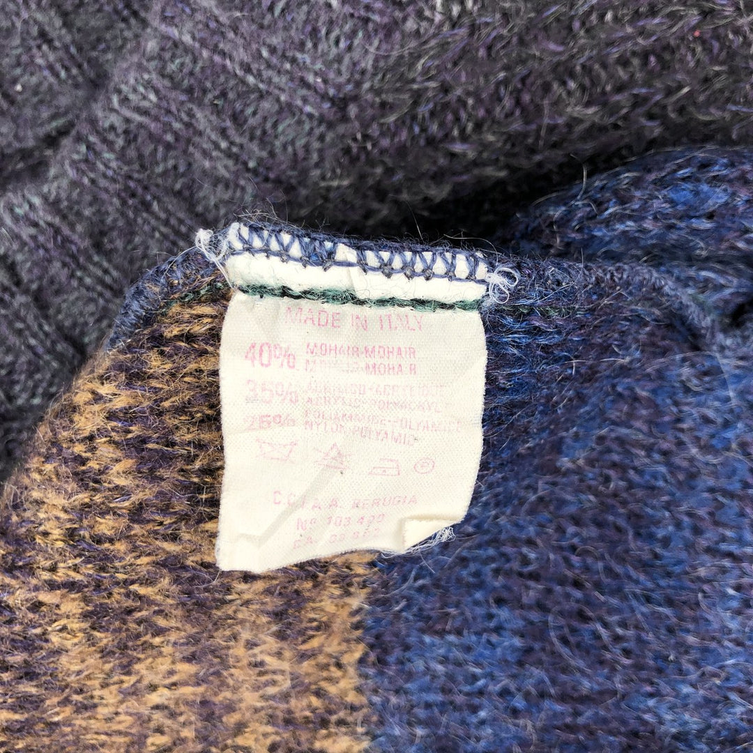 Striped Mohair Knit Sweater, Made in Italy, Men's XL mohair blue type Vintage Second Hand