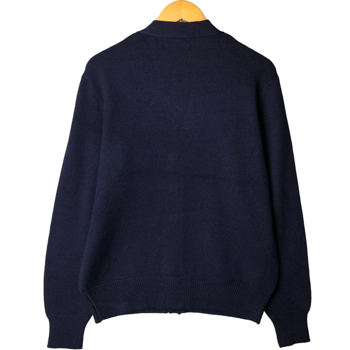 DAMON All-Over Diamond Pattern Knit Cardigan, Made in Italy, Men's Size Medium, Vintage unclear navy blue type Vintage Second Hand