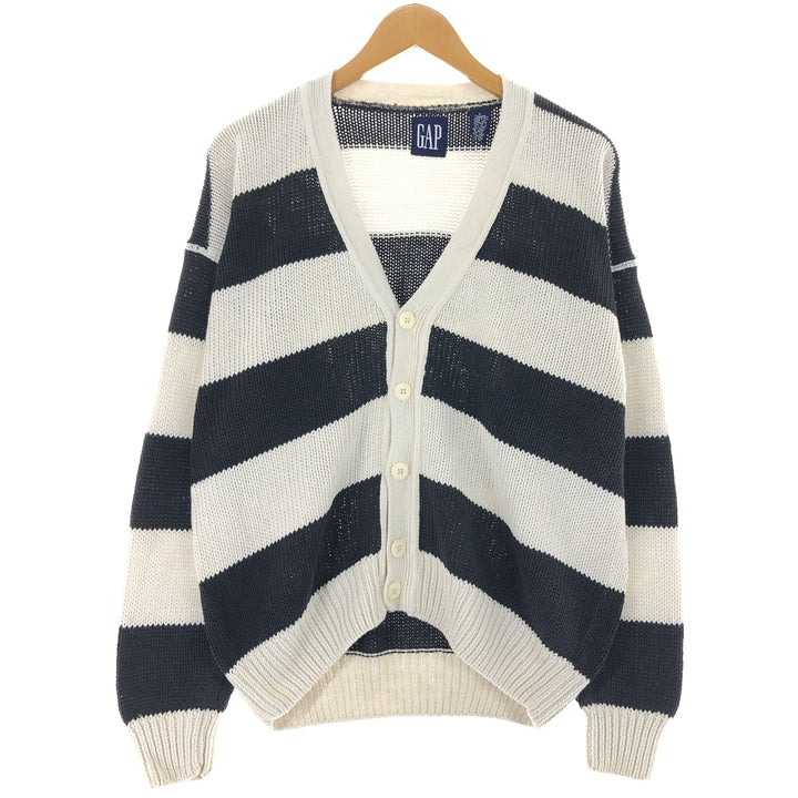 90'S GAP Old Gap Border Pattern Ramie x Cotton Knit Cardigan Men's S Size Vintage /eaa399900