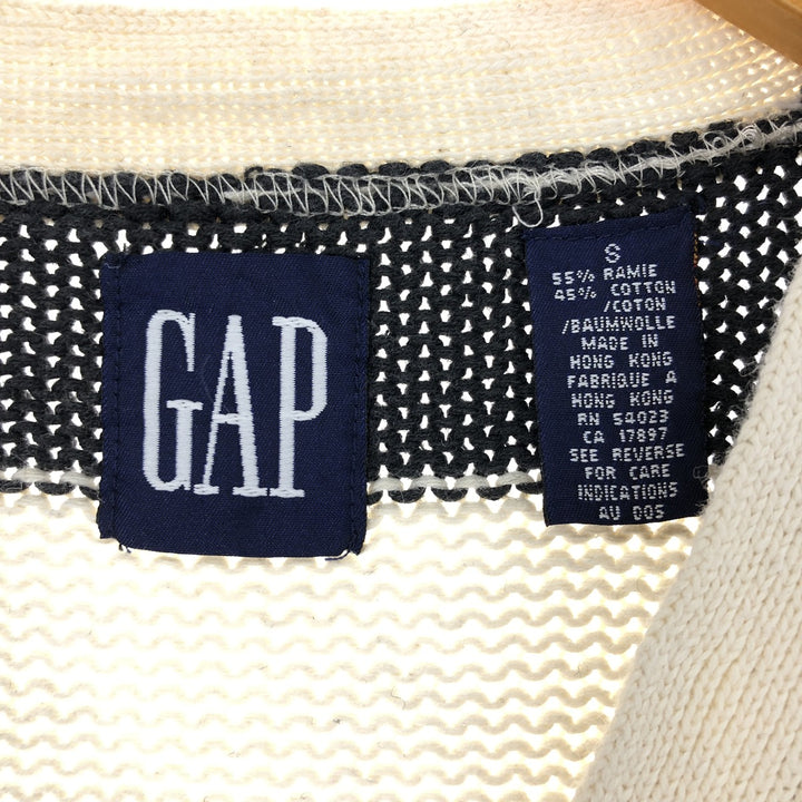 90'S GAP Old Gap Border Pattern Ramie x Cotton Knit Cardigan Men's S Size Vintage /eaa399900