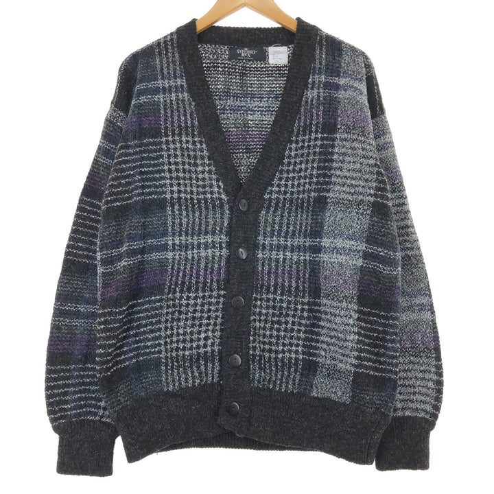 VITTORIO REX Check Pattern Acrylic Knit Cardigan Men's L size /eaa399928