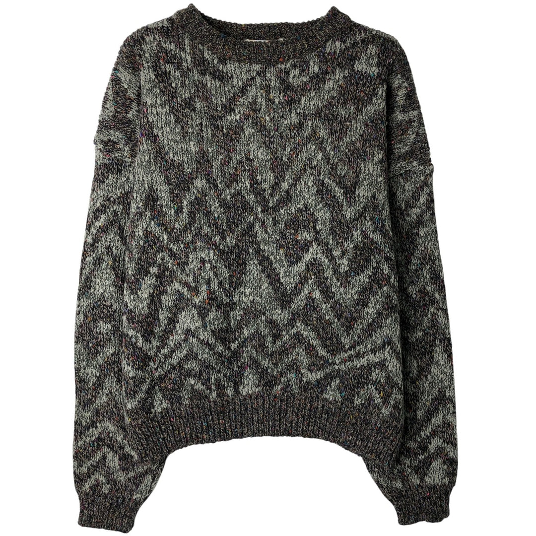 COSI All-Over Print Colored Nep Acrylic Knit Sweater, Men's Size L acrylic gray type Vintage Second Hand