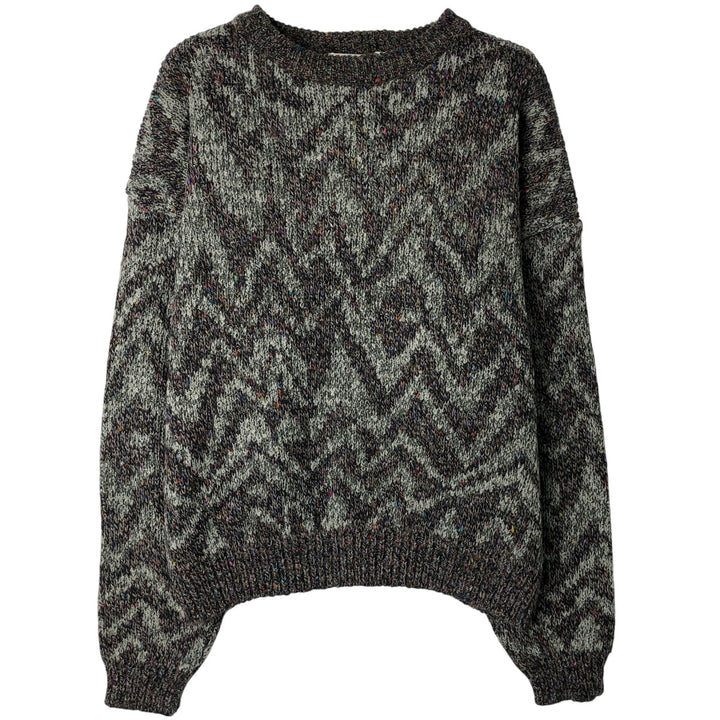 COSI All-Over Print Colored Nep Acrylic Knit Sweater, Men's Size L acrylic gray type Vintage Second Hand