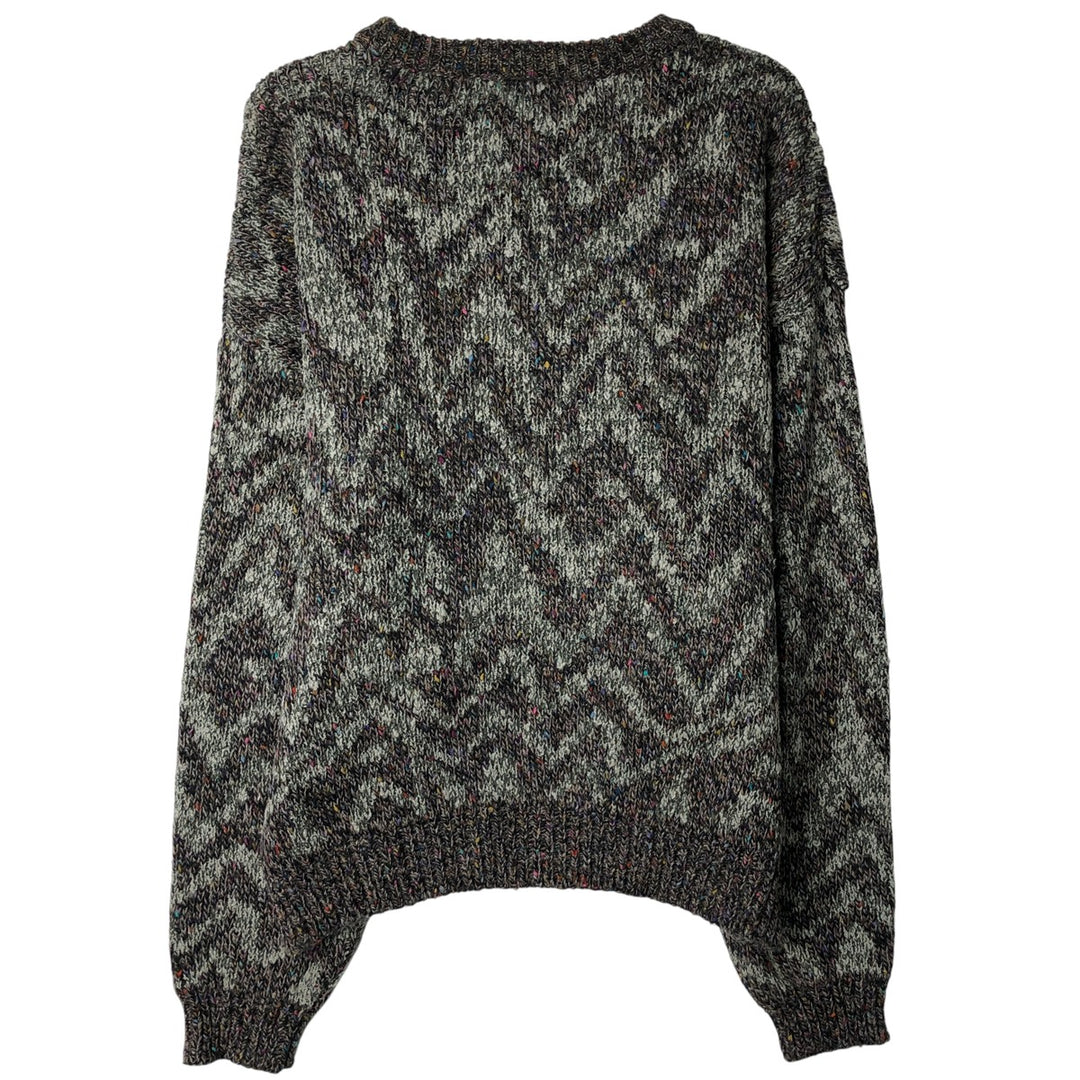 COSI All-Over Print Colored Nep Acrylic Knit Sweater, Men's Size L acrylic gray type Vintage Second Hand