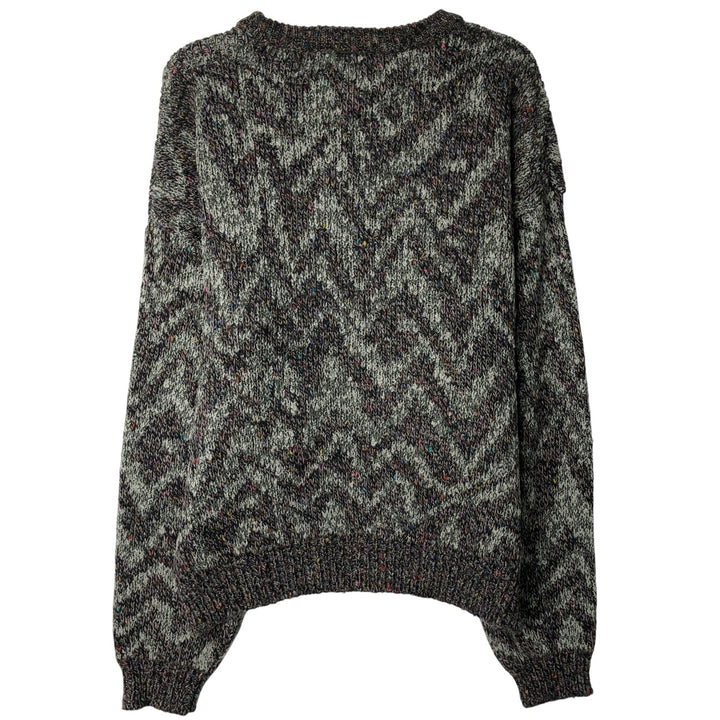 COSI All-Over Print Colored Nep Acrylic Knit Sweater, Men's Size L acrylic gray type Vintage Second Hand