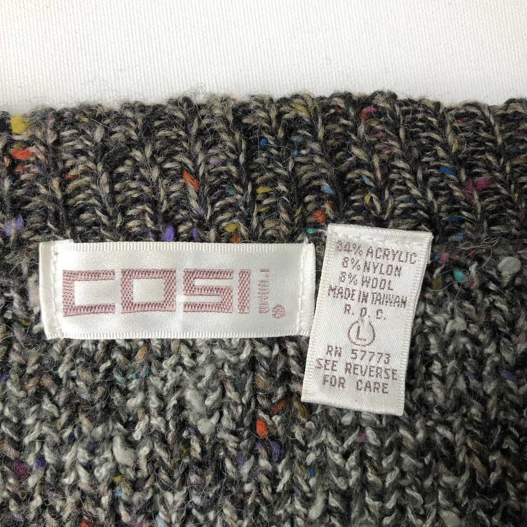 COSI All-Over Print Colored Nep Acrylic Knit Sweater, Men's Size L acrylic gray type Vintage Second Hand