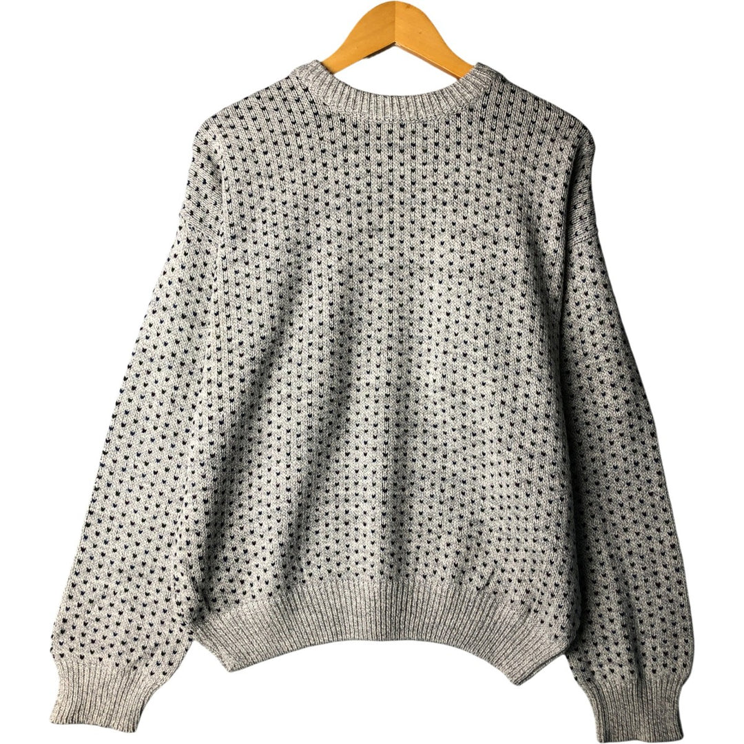 Vintage 90'S Adirondack Birdseye Pattern Cotton Knit Sweater, Made in USA, Men's Size Medium cotton pale white type Vintage Second Hand