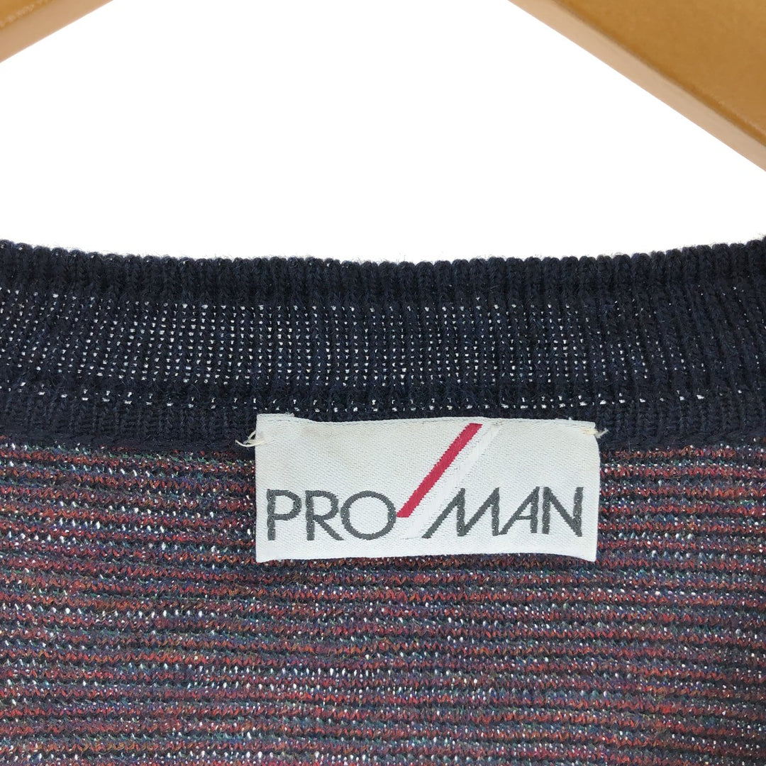 PRO MAN All-over print wool x acrylic knit cardigan, men's XL size /eaa399937