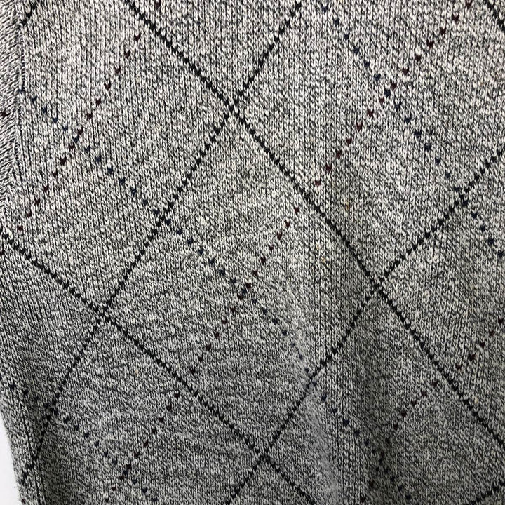 FAIRWAY SPORT Diamond Pattern Cotton Knit Sweater, Made in USA, Men's Size L cotton gray type Vintage Second Hand