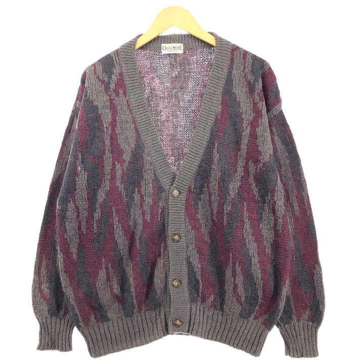 ~90'S OGGI MODE all-over print mohair knit cardigan, made in Italy, men's XXL size, vintage /eaa399946