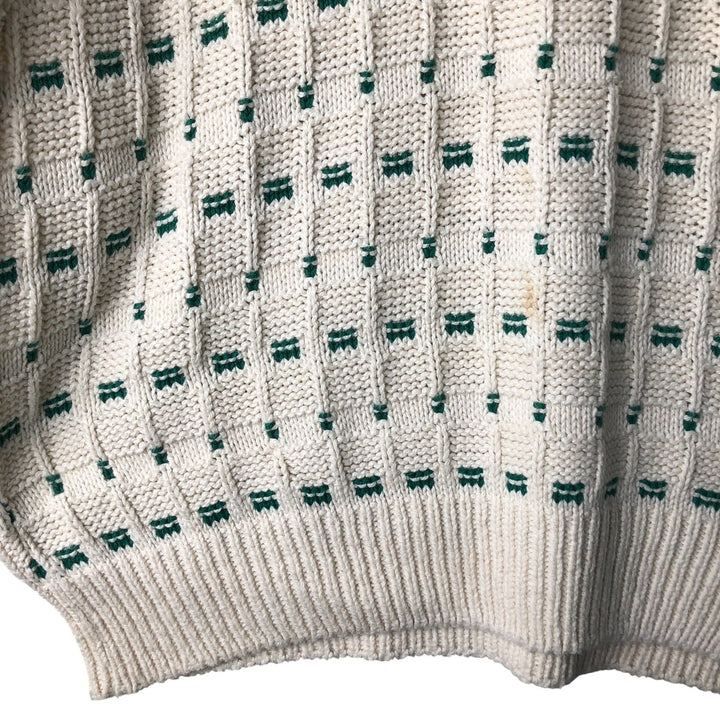 Eddie Bauer all-over print cotton knit sweater, made in the USA, men's size L cotton white type Vintage Second Hand
