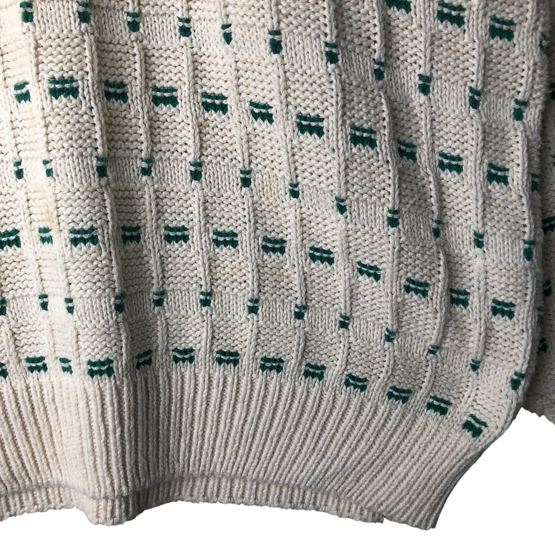 Eddie Bauer all-over print cotton knit sweater, made in the USA, men's size L cotton white type Vintage Second Hand