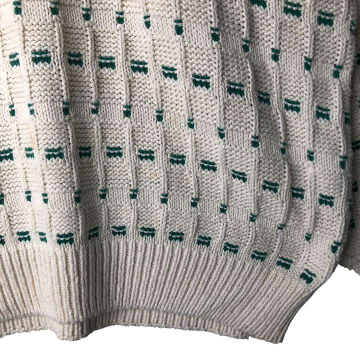 Eddie Bauer all-over print cotton knit sweater, made in the USA, men's size L cotton white type Vintage Second Hand
