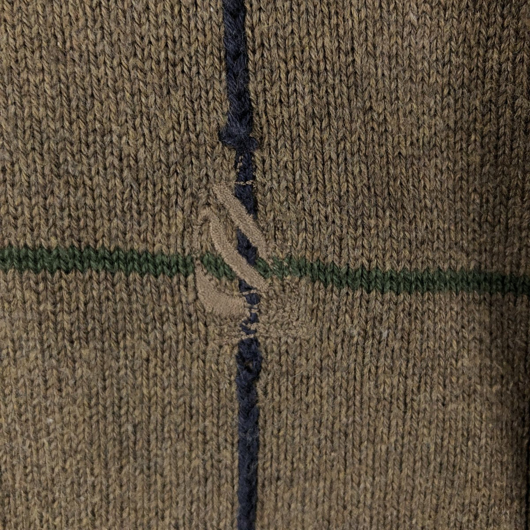 Vintage 90'S Nautica Check Pattern Cotton Knit Sweater, Men's Size L cotton Khaki type Vintage Second Hand