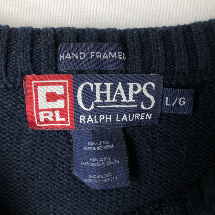 Ralph Lauren CHAPS Stars and Stripes Cotton Knit Sweater, Men's Size L cotton navy blue type Vintage Second Hand