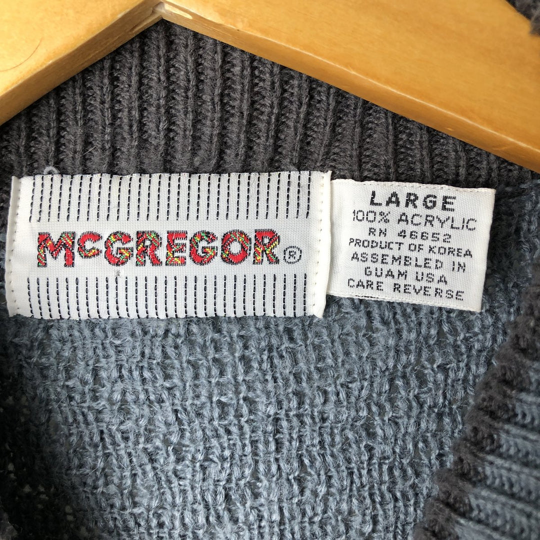 90'S McGREGOR all-over print high-neck acrylic knit sweater, Made in USA, Men's Size L, Vintage acrylic Charcoal Vintage Second Hand
