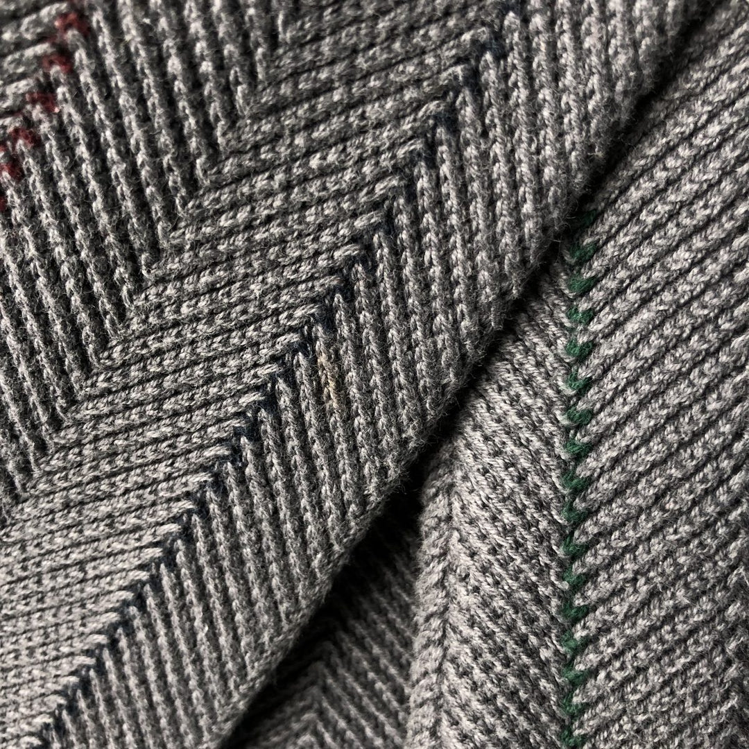 Ralph Lauren Chaps Stripe Pattern Herringbone Cotton Knit Sweater, Men's Size Small cotton gray type Vintage Second Hand