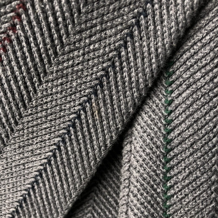 Ralph Lauren Chaps Stripe Pattern Herringbone Cotton Knit Sweater, Men's Size Small cotton gray type Vintage Second Hand