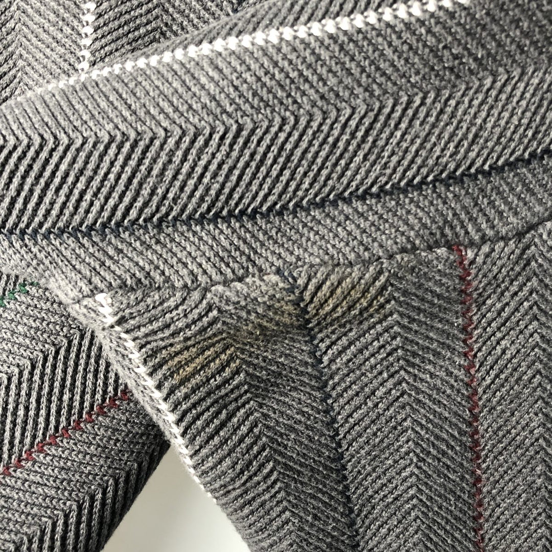 Ralph Lauren Chaps Stripe Pattern Herringbone Cotton Knit Sweater, Men's Size Small cotton gray type Vintage Second Hand