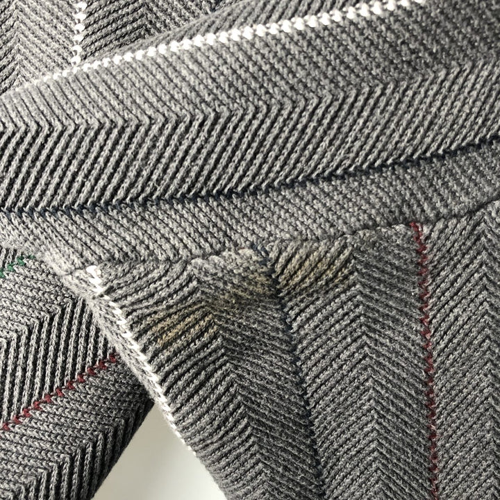 Ralph Lauren Chaps Stripe Pattern Herringbone Cotton Knit Sweater, Men's Size Small cotton gray type Vintage Second Hand