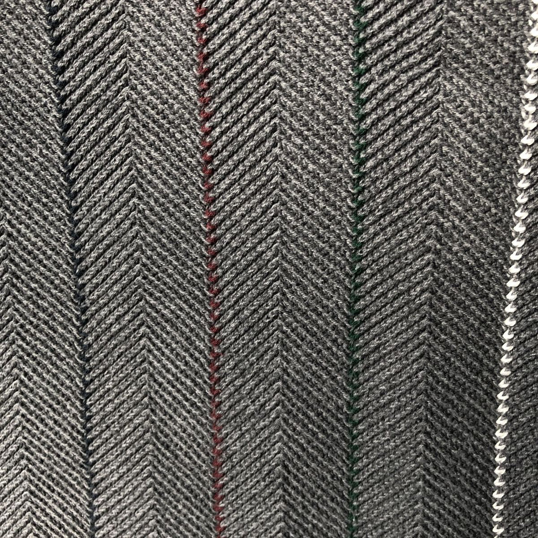 Ralph Lauren Chaps Stripe Pattern Herringbone Cotton Knit Sweater, Men's Size Small cotton gray type Vintage Second Hand