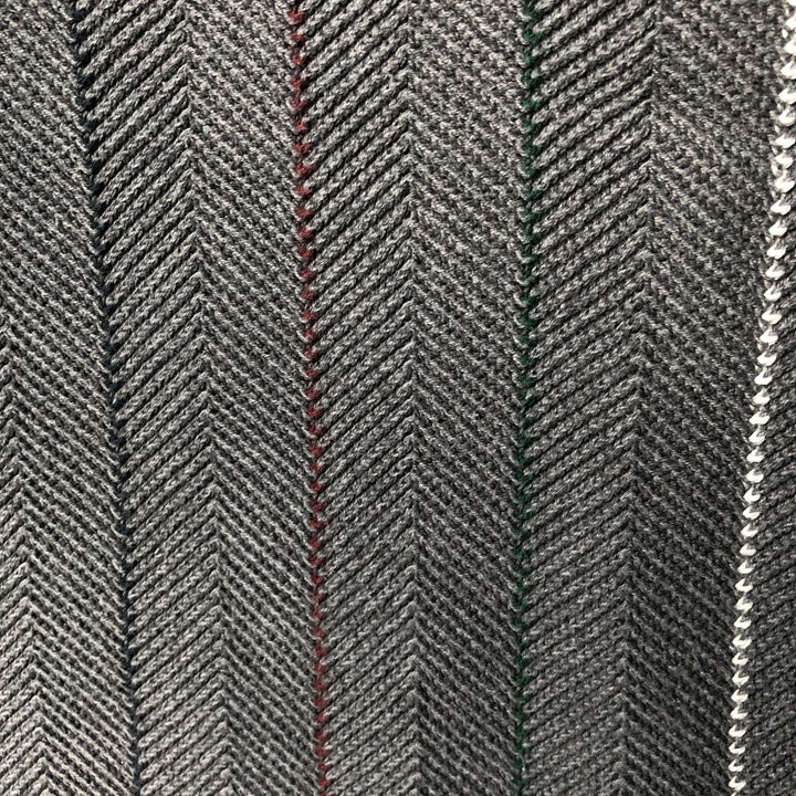 Ralph Lauren Chaps Stripe Pattern Herringbone Cotton Knit Sweater, Men's Size Small cotton gray type Vintage Second Hand