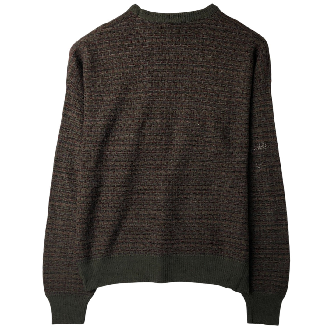 Vintage 90'S COLLEZIONE DANTE all-over print knit sweater, made in Italy, size L, men's unclear Khaki type Vintage Second Hand