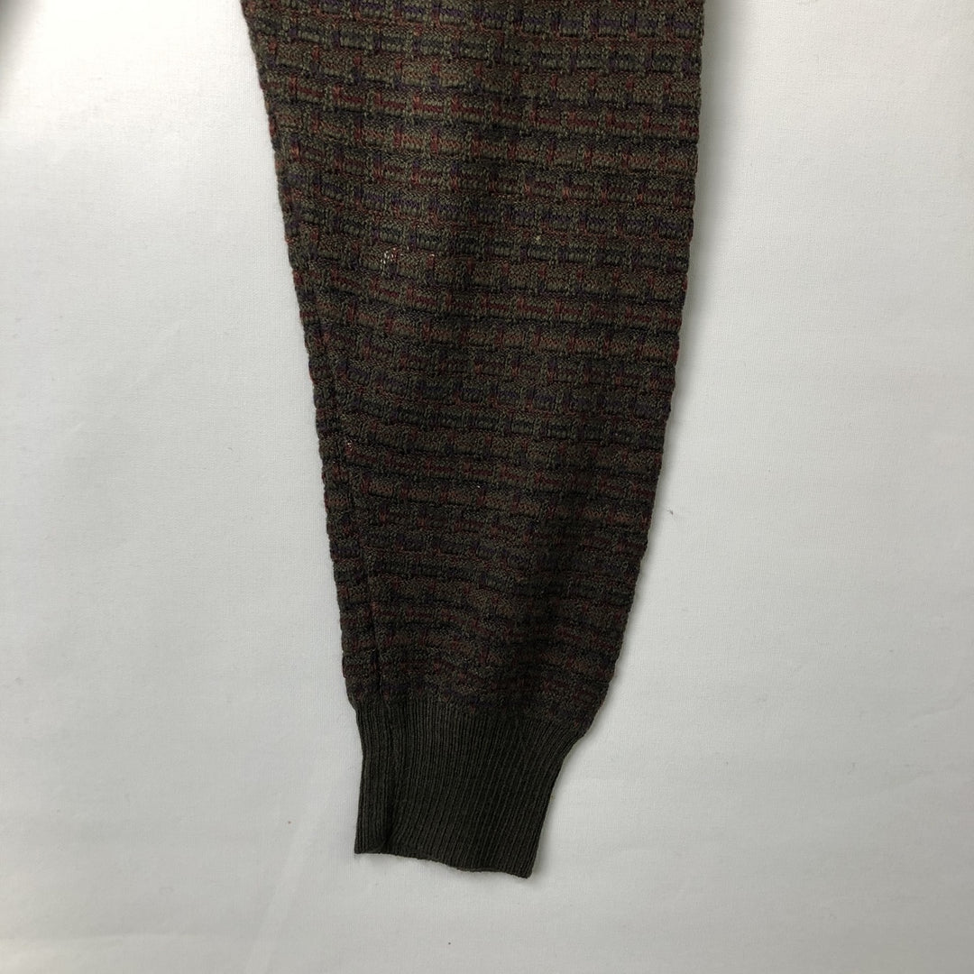 Vintage 90'S COLLEZIONE DANTE all-over print knit sweater, made in Italy, size L, men's unclear Khaki type Vintage Second Hand