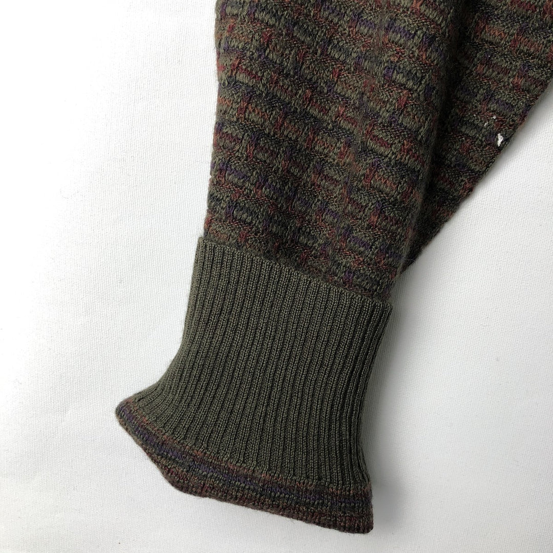 Vintage 90'S COLLEZIONE DANTE all-over print knit sweater, made in Italy, size L, men's unclear Khaki type Vintage Second Hand