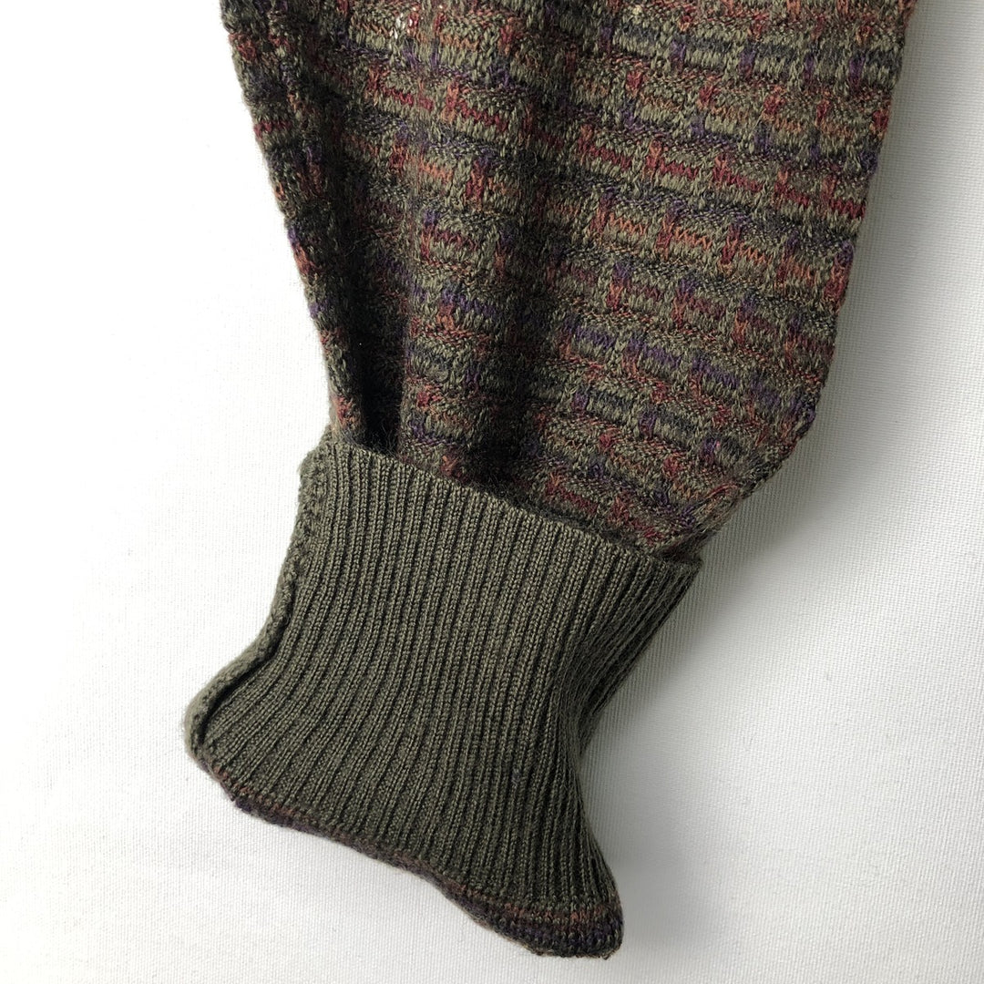 Vintage 90'S COLLEZIONE DANTE all-over print knit sweater, made in Italy, size L, men's unclear Khaki type Vintage Second Hand