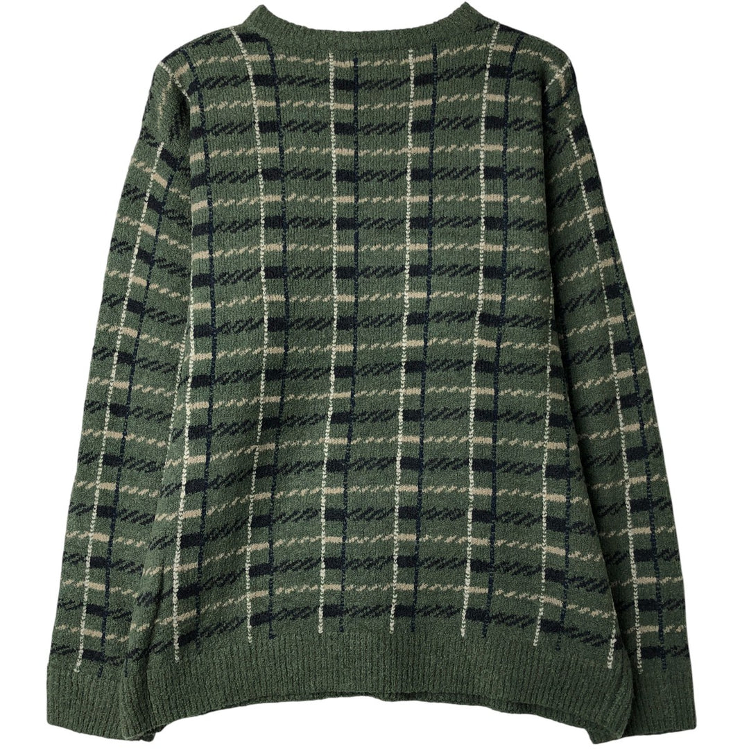 Ralph Lauren CHAPS Check Pattern Acrylic Knit Sweater, Men's Size L acrylic green type Vintage Second Hand