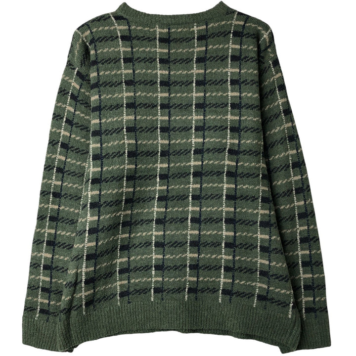 Ralph Lauren CHAPS Check Pattern Acrylic Knit Sweater, Men's Size L acrylic green type Vintage Second Hand