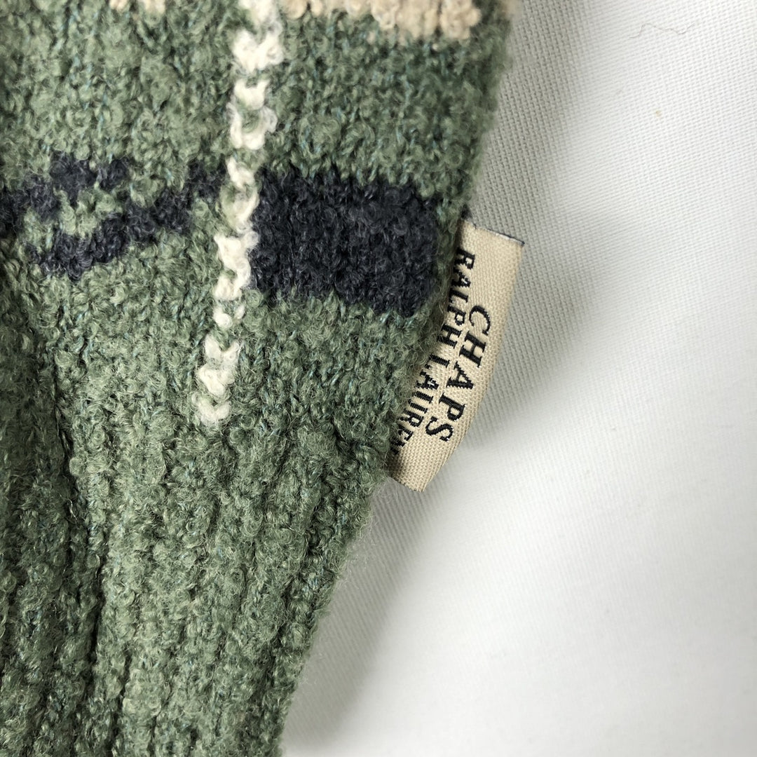 Ralph Lauren CHAPS Check Pattern Acrylic Knit Sweater, Men's Size L acrylic green type Vintage Second Hand